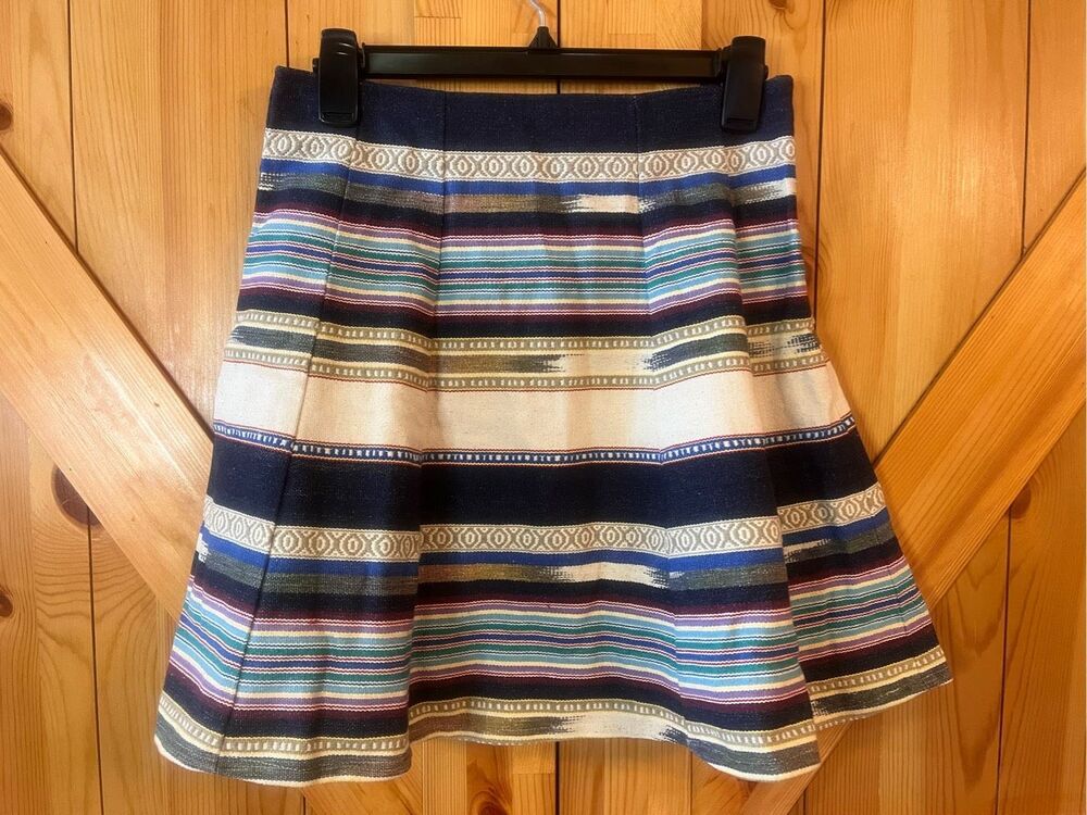Anthropologie Chloe Oliver Hayley Skater Skirt Striped Serape Thick Weave Sz 4 N